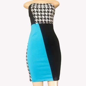 connection 18 Tube top stripe checkered dress
